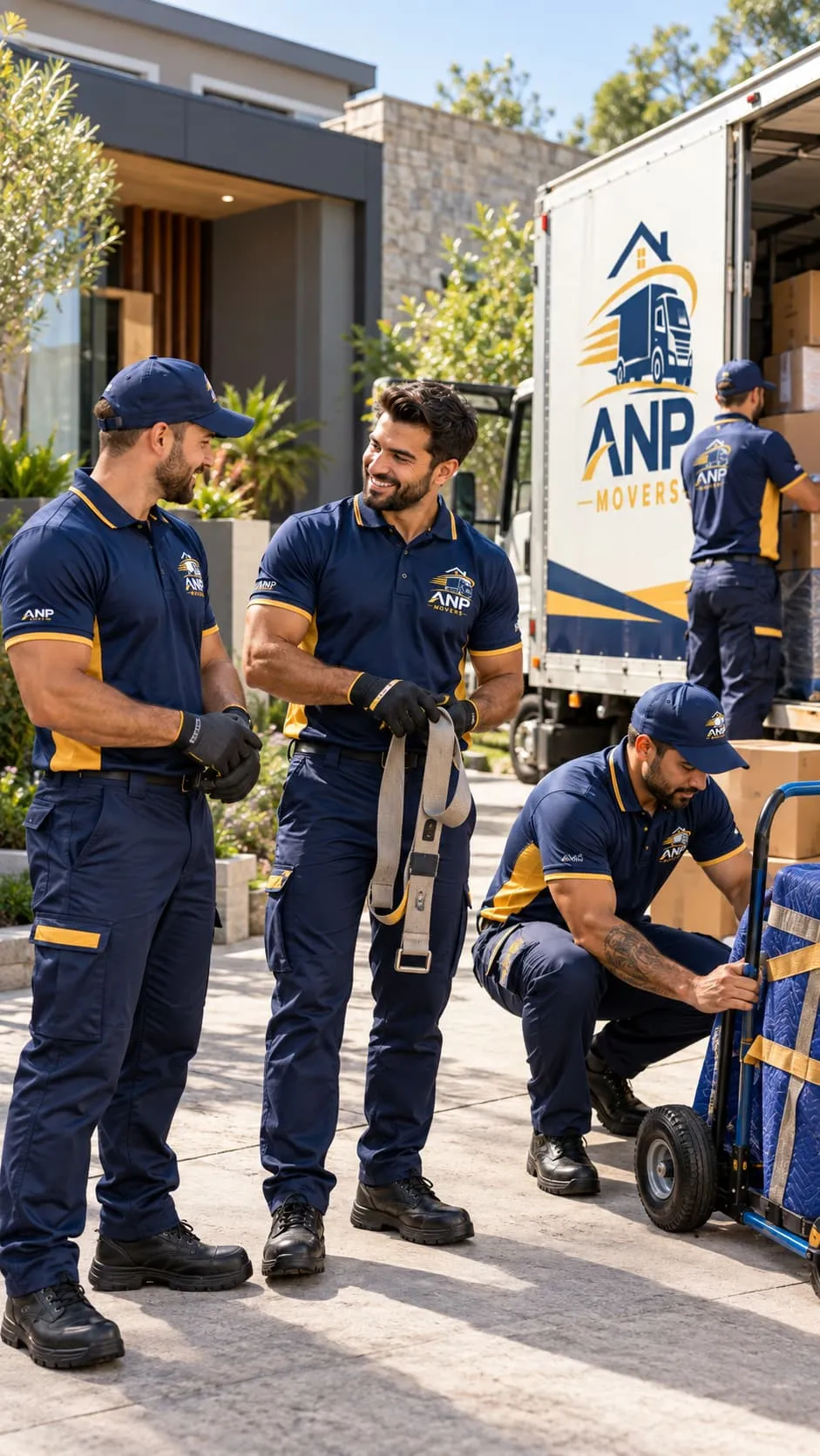 Movers loading boxes into a truck